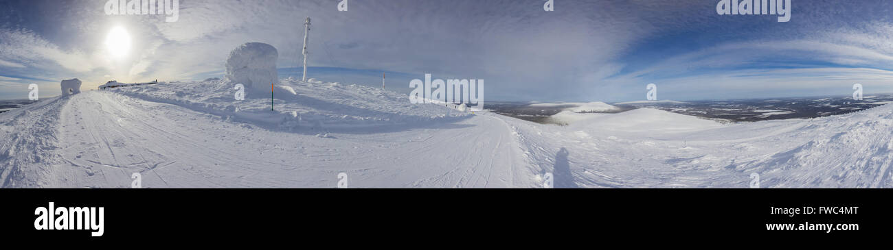 A panoramic view of Ylläs Mountain lapland Stock Photo