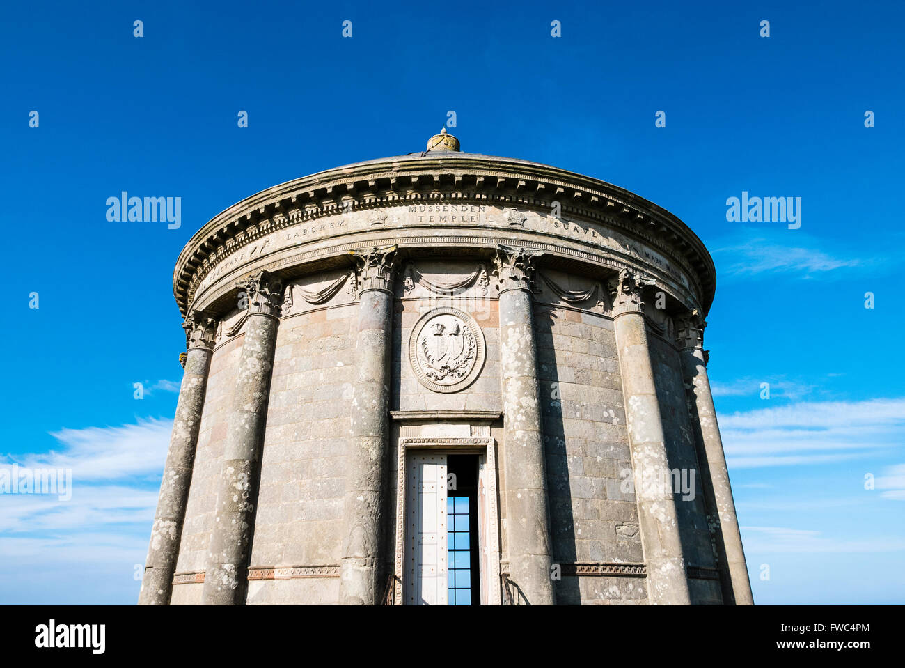 Mussenden Temple against a blue sky, Downhill, County Londonderry, Northern Ireland, UK, United Kingdom Stock Photo