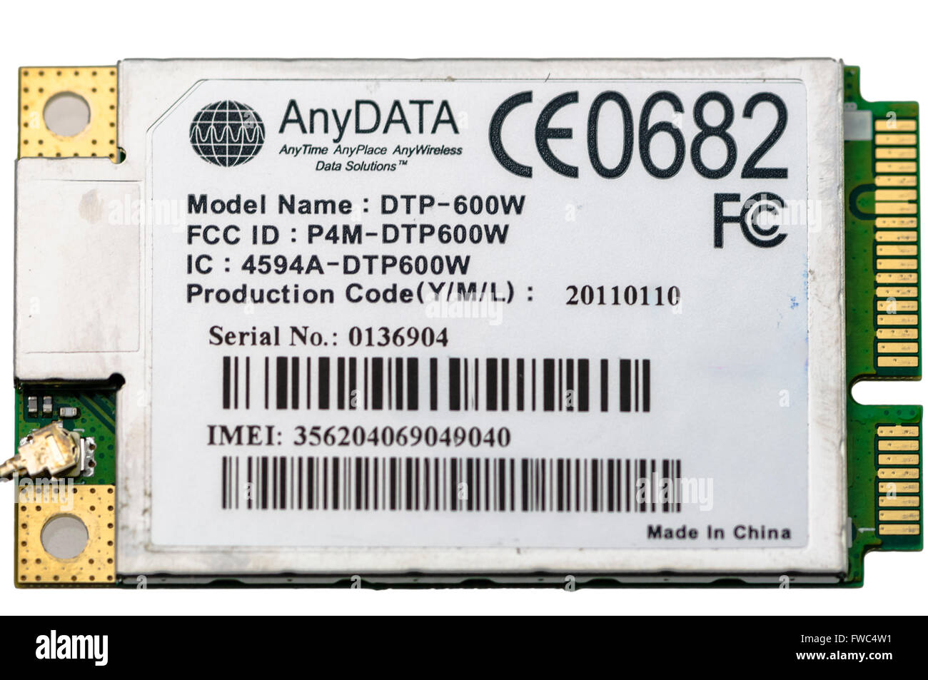 GSM/3G data module from AnyDATA, used inside an Amazon Kindle e-Reader Stock Photo