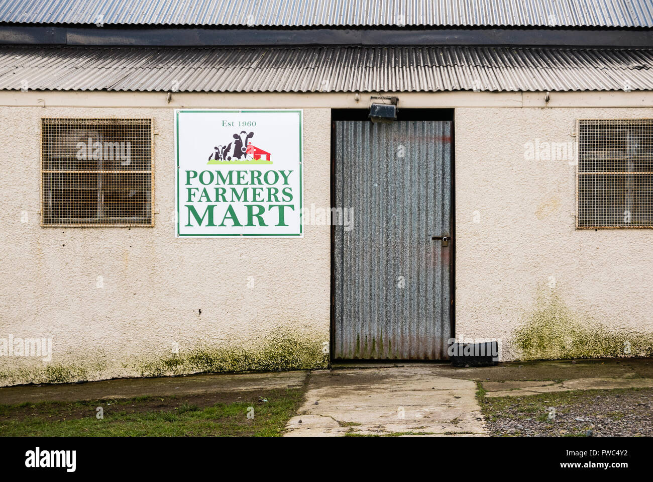 Pomeroy Farmers' Mart building in County Tyrone, Northern Ireland. Stock Photo