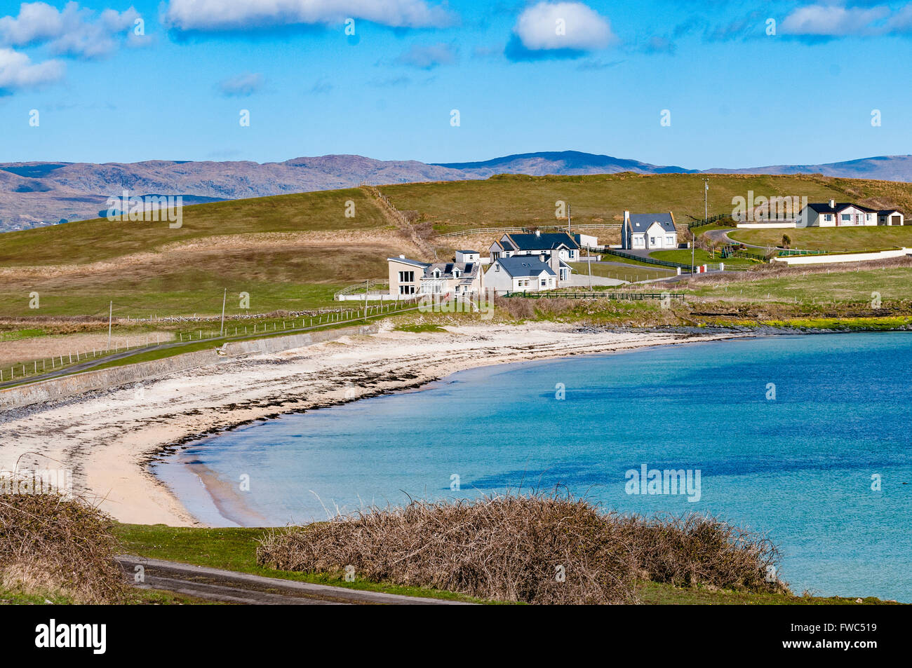 Houses and a beach at St. John's Point, Donegal, Ireland Stock Photo