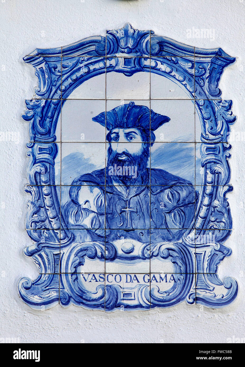 Lissabon: geramic of Vasco Da Gama at the Army Museum Stock Photo