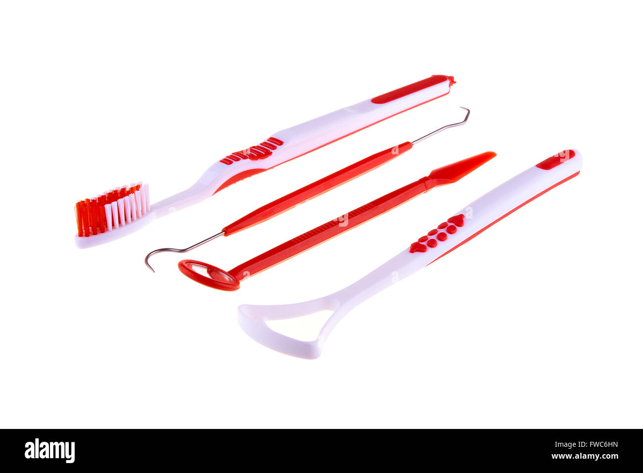 Oral health care equipment isolated on white Stock Photo