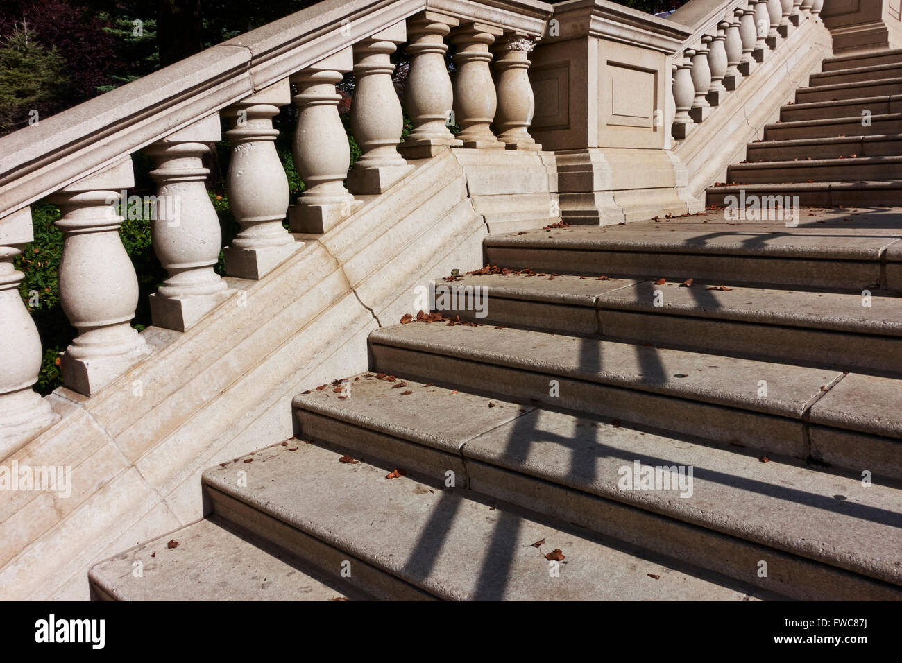 View of outdoor sandstone stairs and balustrades Stock Photo