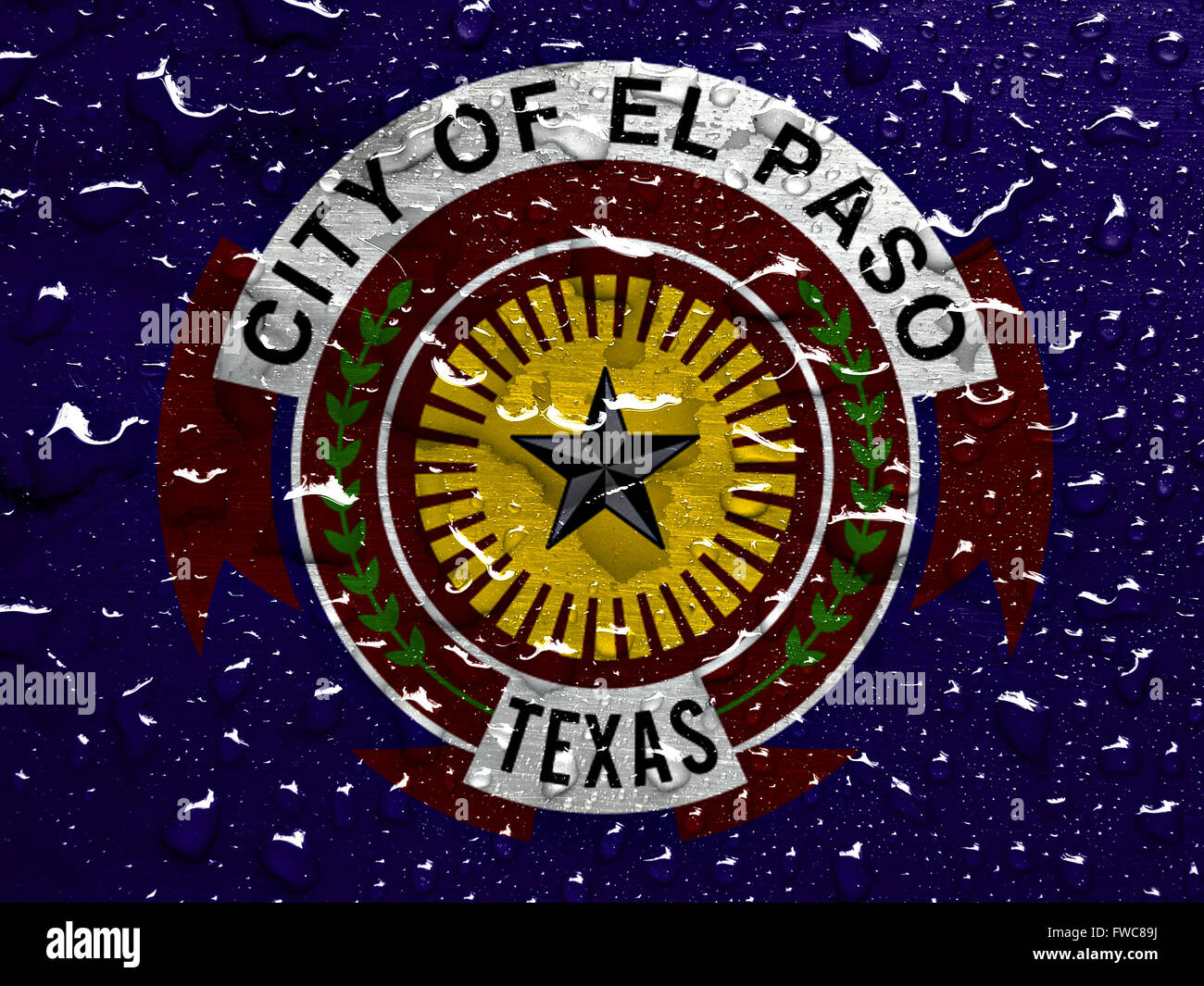 flag of El Paso with rain drops Stock Photo Alamy