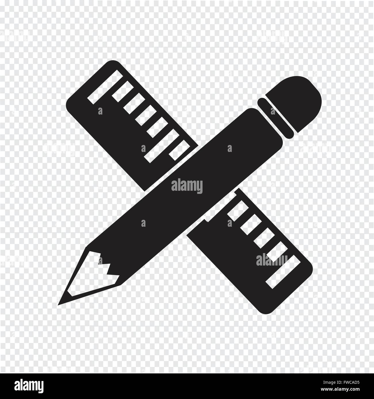 Pencil with ruler icon Stock Vector Image & Art - Alamy