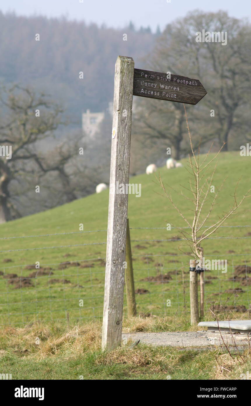 Wooden signpost footpath Stock Photo