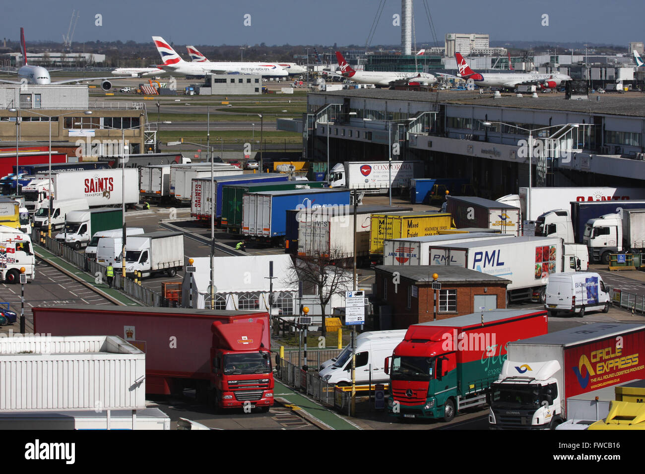 HEATHROW CARGO TERMINAL FREIGHT LORRY TRUCK Stock Photo