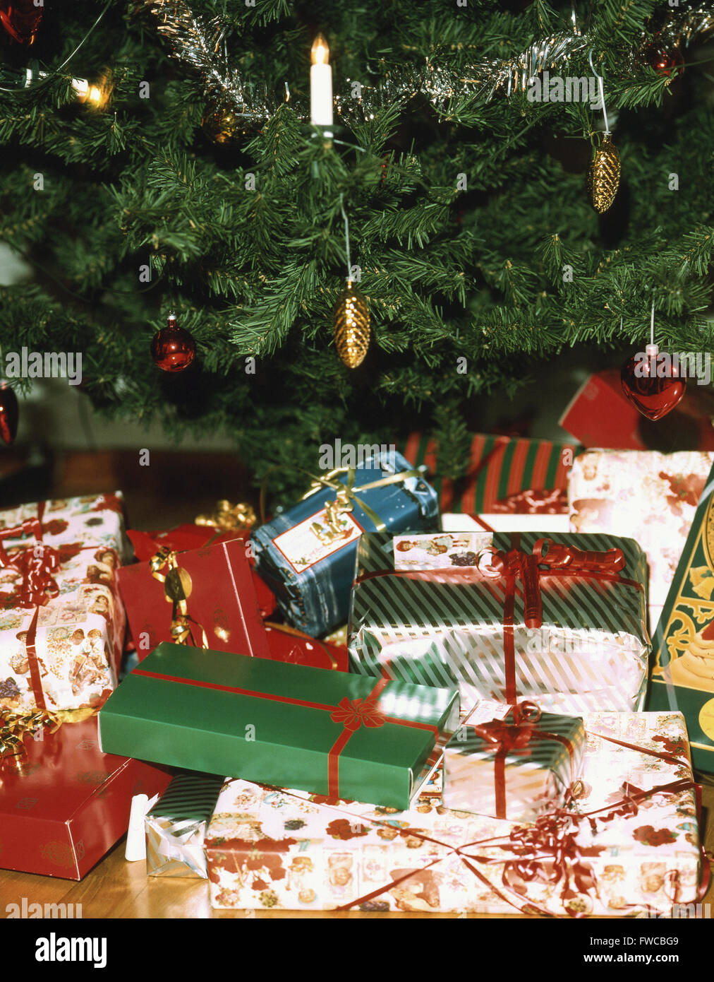 Christmas gifts under the Christmas tree Stock Photo