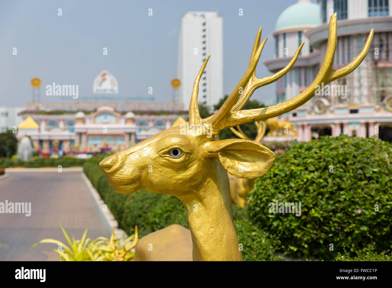 golden deer statue Stock Photo Alamy