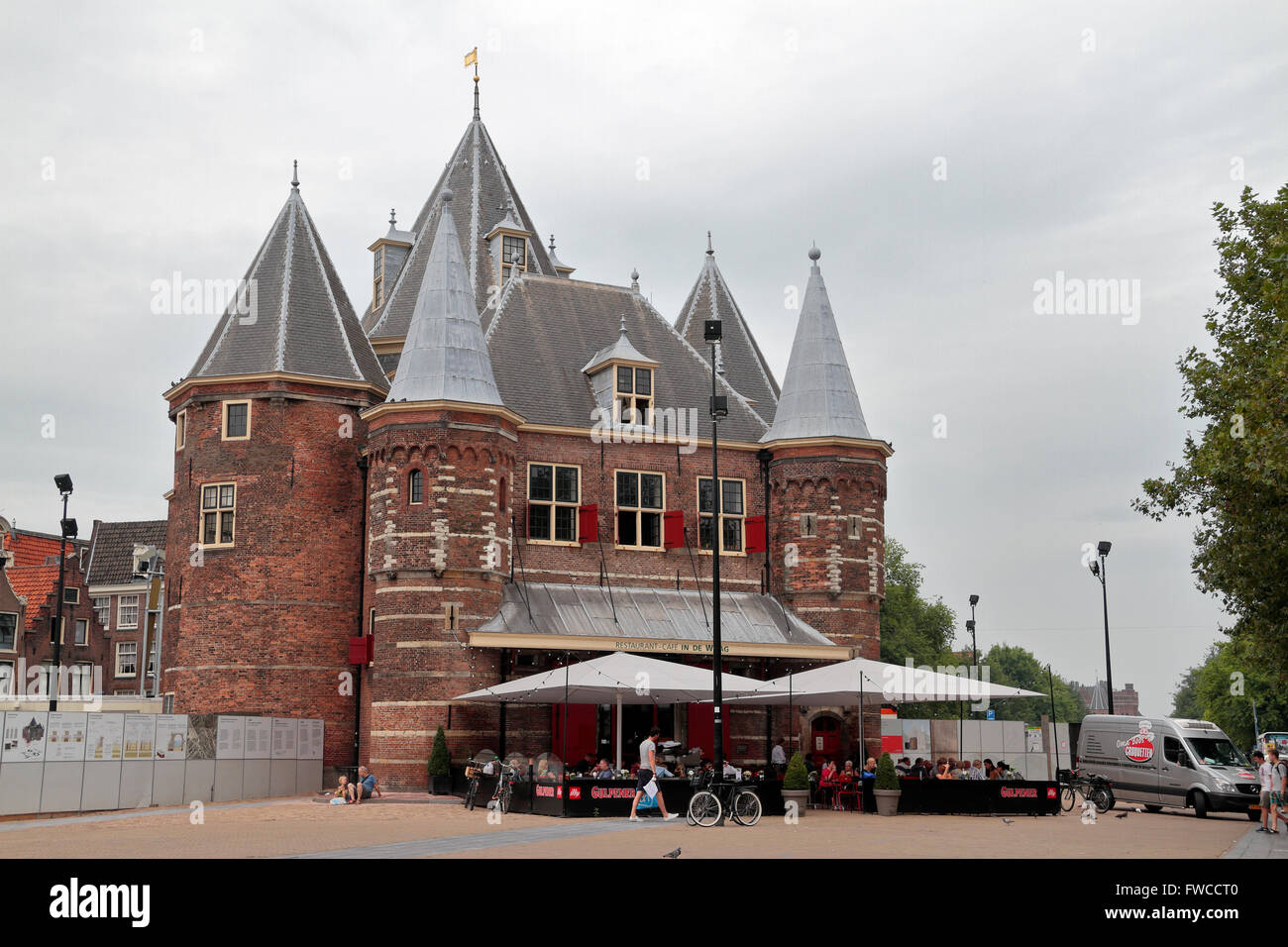 The restaurant Cafe in De Waag, Nieuwmarkt square in Amsterdam, Netherlands. Stock Photo
