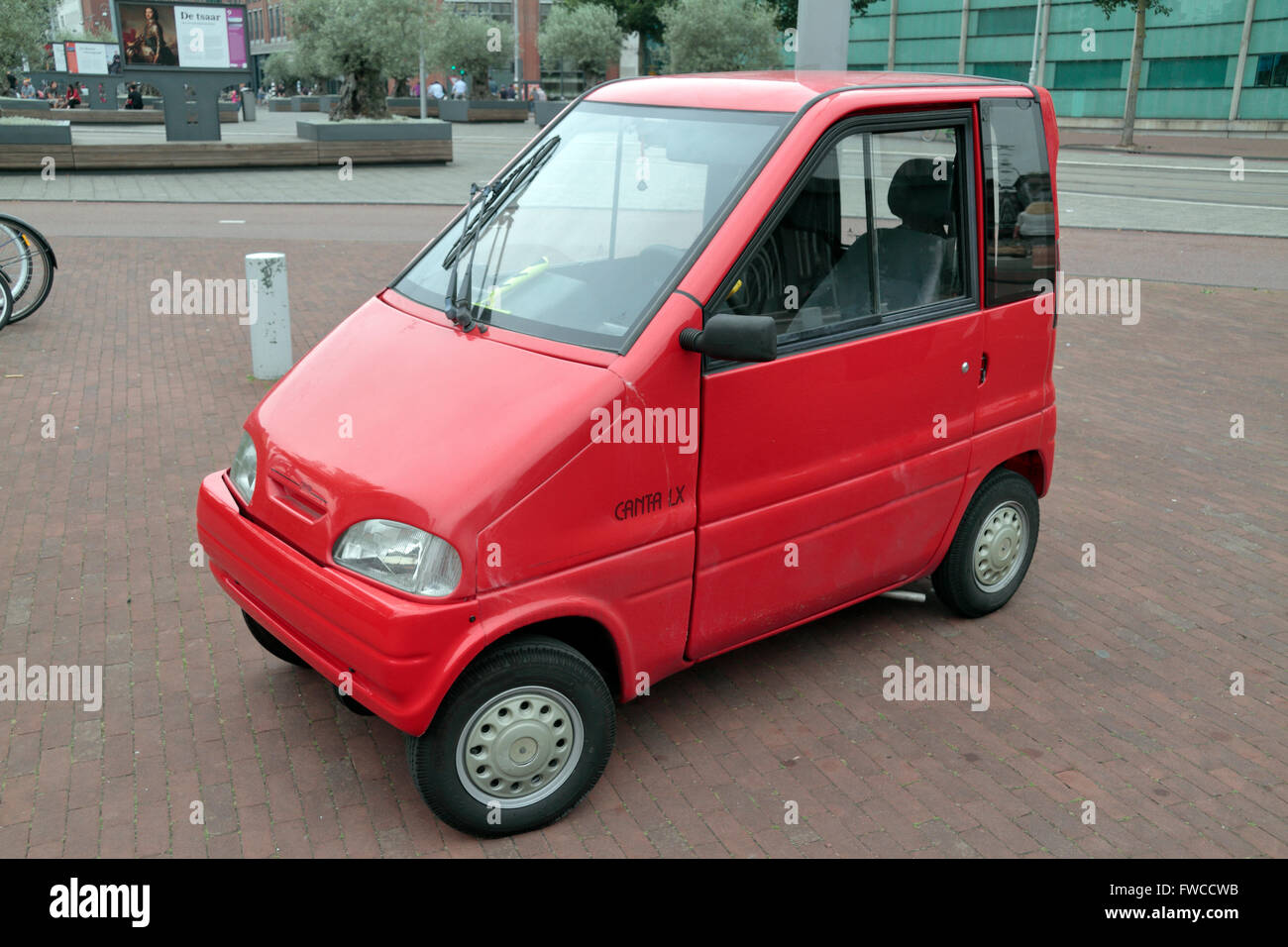 A Canta LX two-seat microcar specifically created for disabled drivers in the Netherlands, Amsterdam, Netherlands. Stock Photo