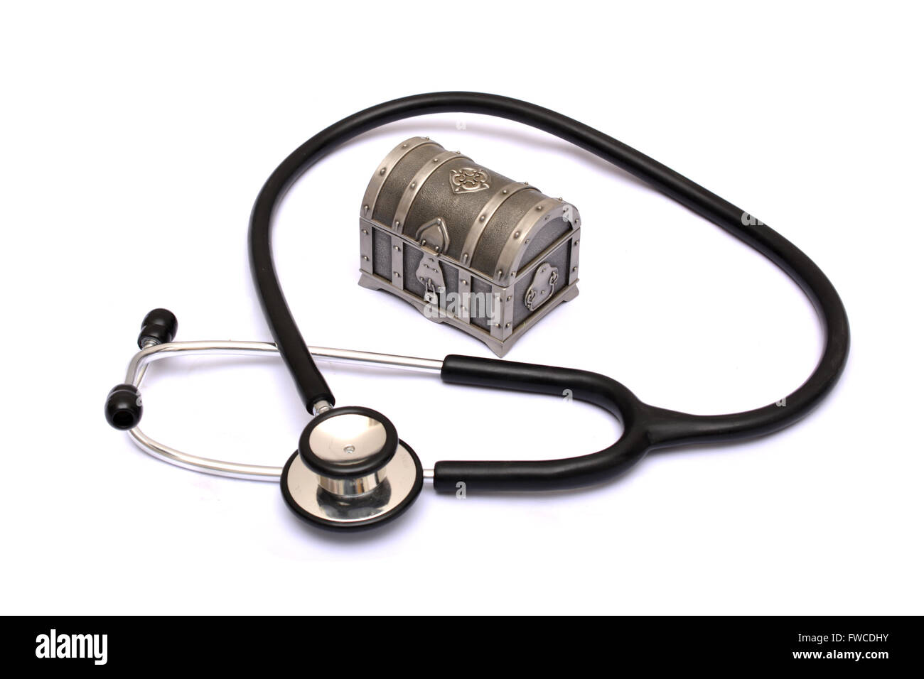 Stethoscope with health secret concept box Stock Photo Alamy