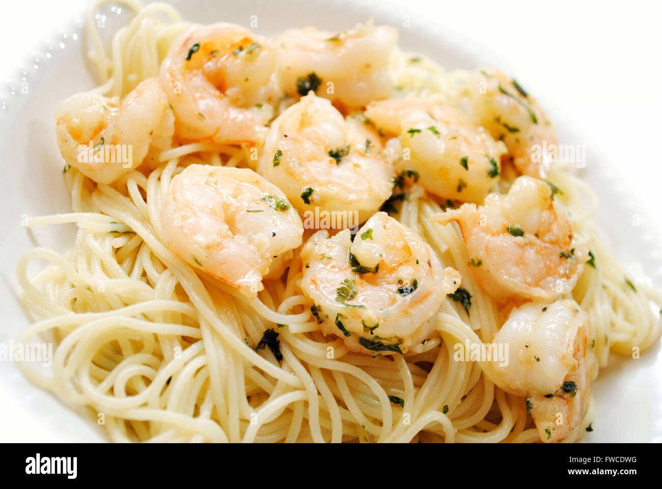Spaghetti with Shrimp Scampi Stock Photo - Alamy