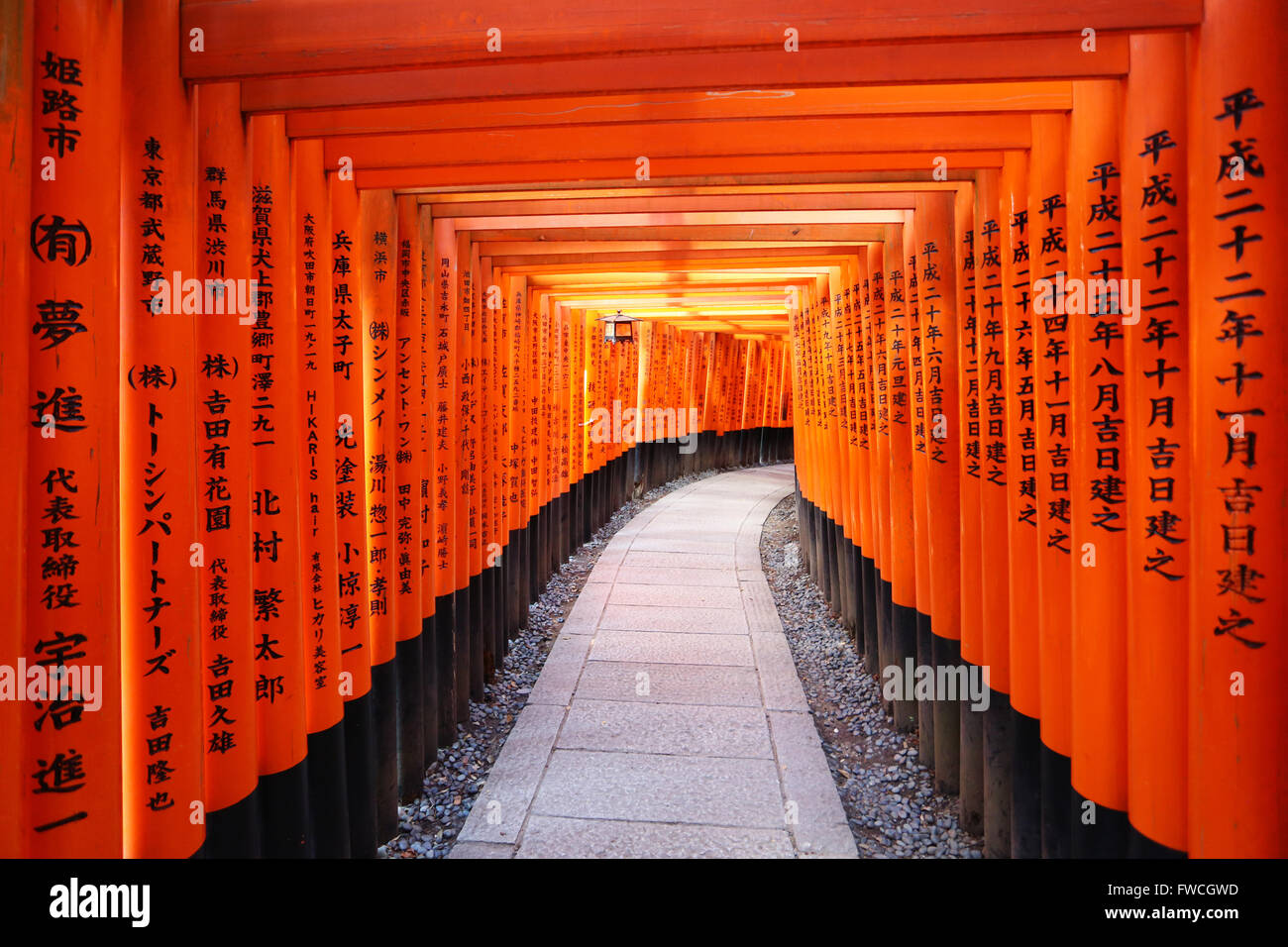 Senbon Torii Tunnels Of Red Torii Gates At Fushimi Inari Shinto Shrine In Kyoto Japan Stock Photo Alamy