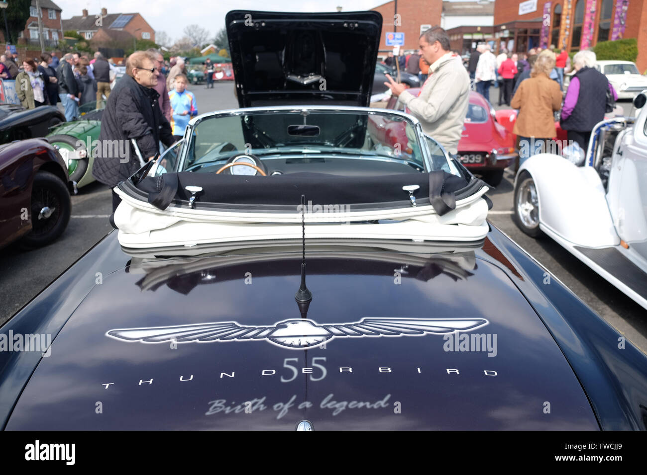 Bromyard, Herefordshire, UK April, 2016 -  the inaugural Speed Festival through the streets of Bromyard the birthplace of the Morgan Motoring Company. Shown here is a 1955 Ford Thunderbird classic car. Stock Photo