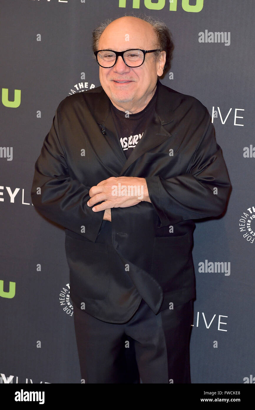 Beverly Hills, California. 1st Apr, 2016. Danny DeVito attends An Evening With 'It's Always Sunny In Philadelphia' at The Paley Center for Media on April 1, 2016 in Beverly Hills, California. © dpa/Alamy Live News Stock Photo