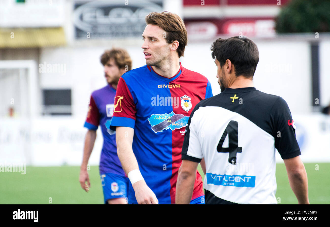 Mieres, Spain. 3rd April, 2016. Miguel Perez 'Michu' (UP Langreo) during football match of Mieres, Spain. 3rd April, 2016. Miguel Perez 'Michu' (UP Langreo) during football match of