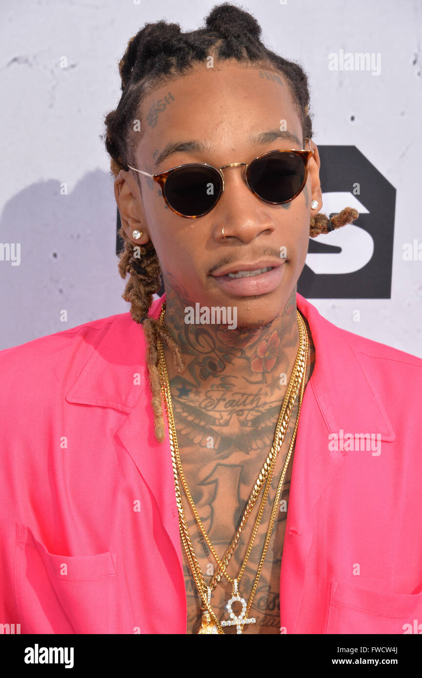 Los Angeles, California, USA. 3rd April, 2016. Recording artist/actor Wiz Khalifa at the iHeartRadio Music Awards 2016 at The Forum. Credit:  Sarah Stewart/Alamy Live News Stock Photo