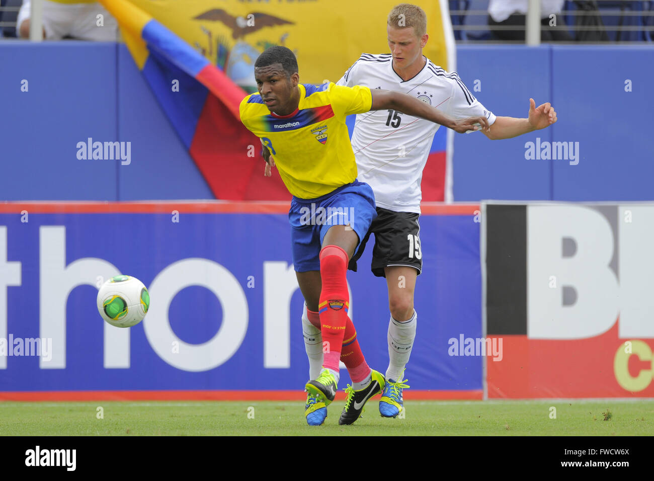 Boca Raton, FL, USA. 29th May, 2013. Germany midfielder Lars Bender (15) and Ecuador's Frickson Erazo for a ball during an international friendly at FAU Stadium in Boca Raton, Florida on May 29, 2013. Germany won 4-2.ZUMA PRESS/Scott A. Miller © Scott A. Miller/ZUMA Wire/Alamy Live News Stock Photo