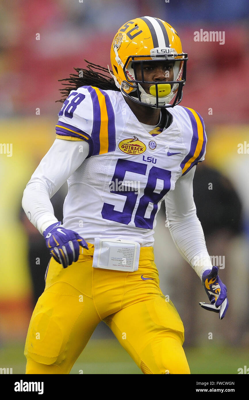 LSU Tigers linebacker Tahj Jones (58) during an NCAA football game ...