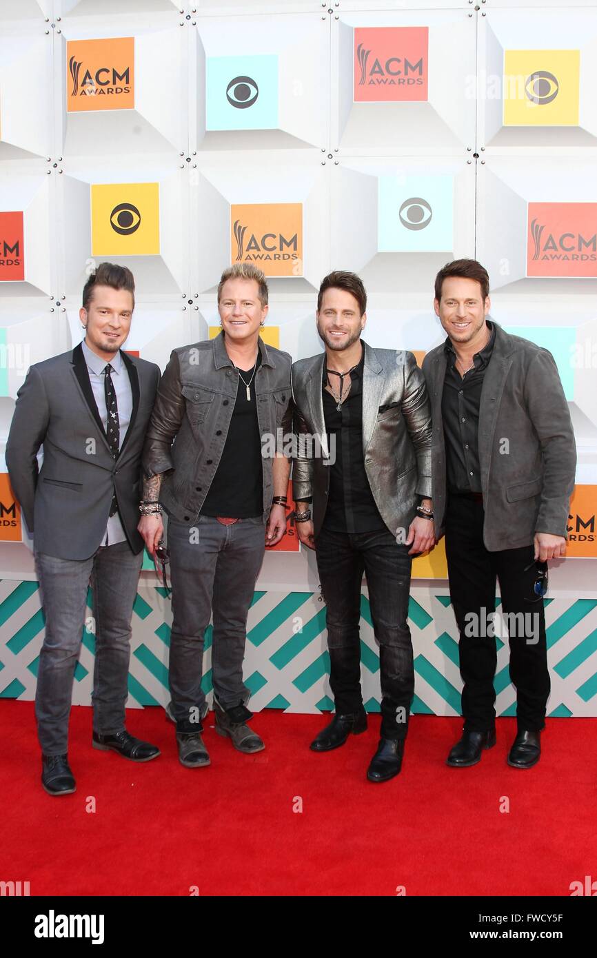Las Vegas, NV, USA. 3rd Apr, 2016. Parmalee at arrivals for 51st Academy Of Country Music (ACM) Awards - Arrivals 2, MGM Grand Garden Arena, Las Vegas, NV April 3, 2016. Credit:  James Atoa/Everett Collection/Alamy Live News Stock Photo