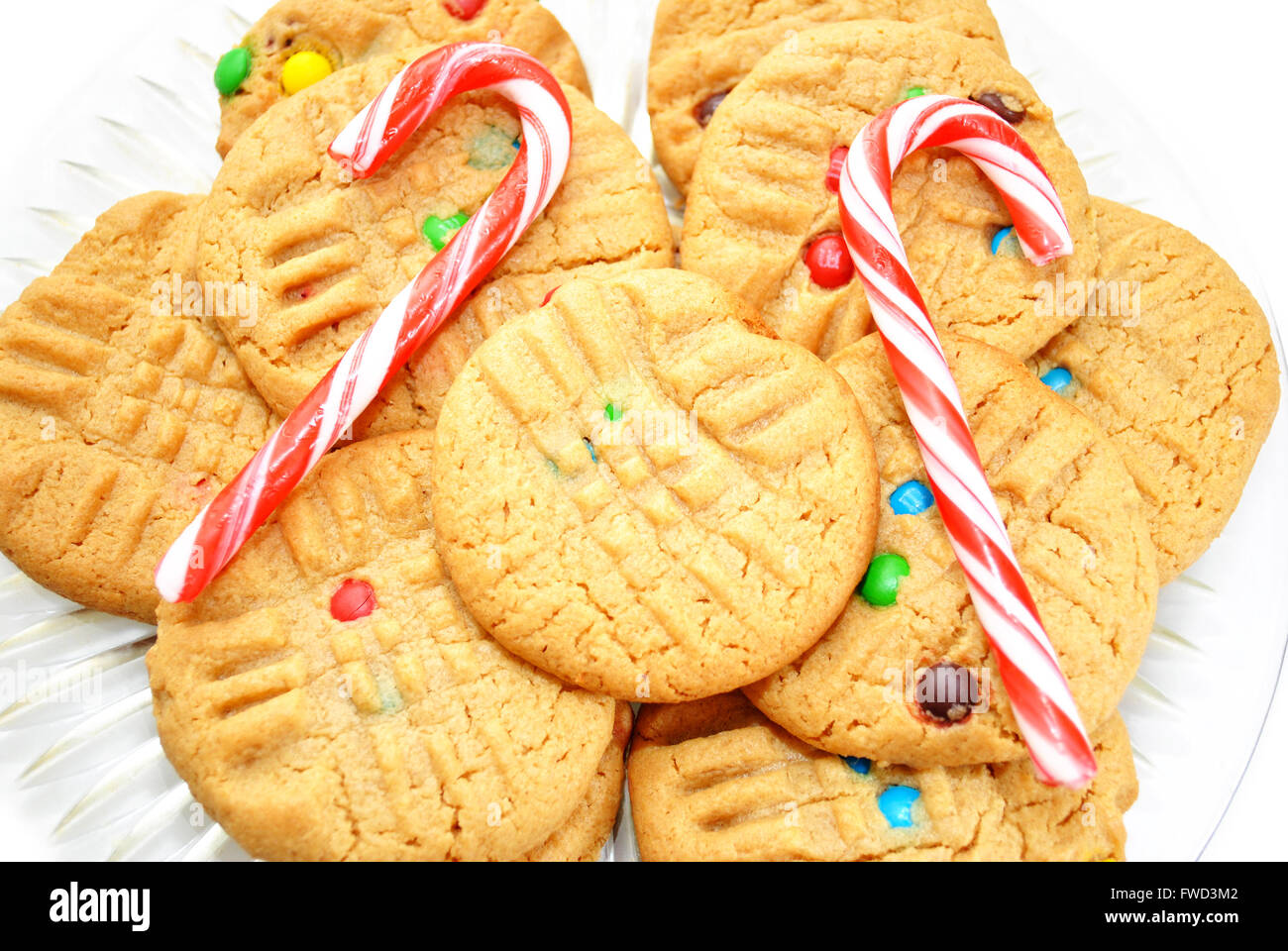 Peanut Butter Christmas Cookies with Two Candy Canes Stock Photo Alamy