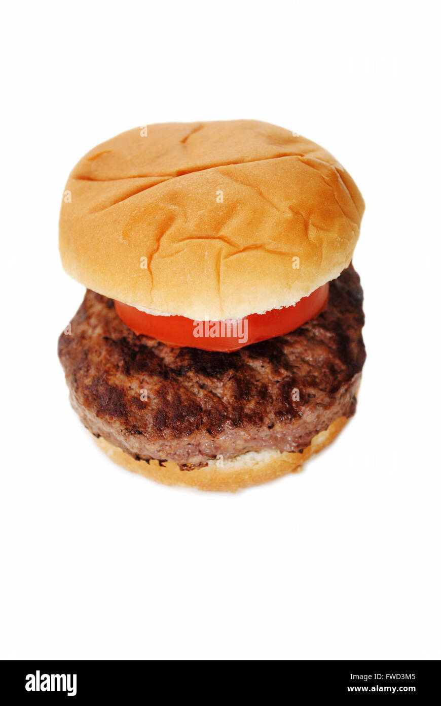 Thick Juicy Burger Sandwich Isolated on White Stock Photo Alamy