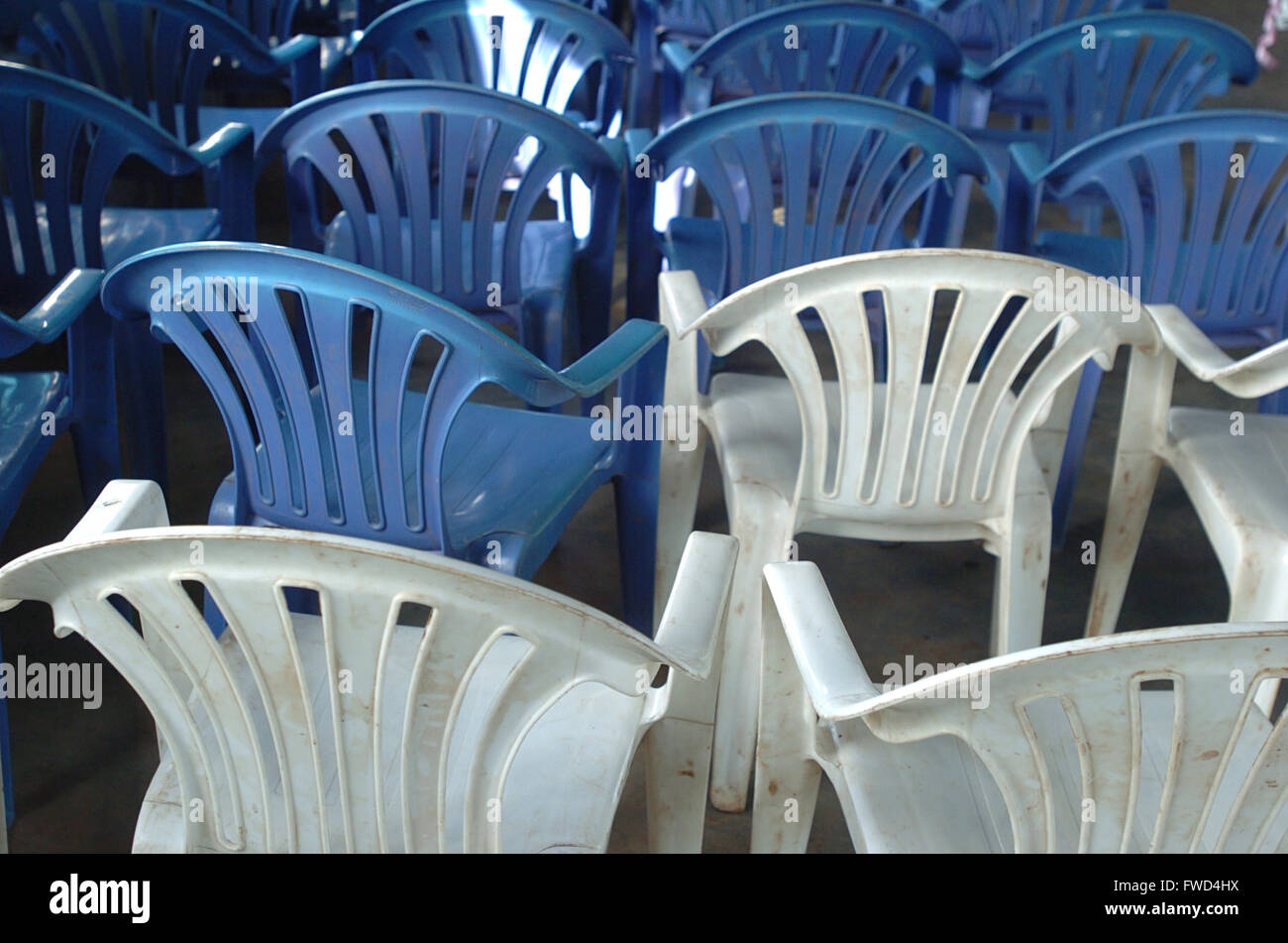 Lacekocot, Pader District, Uganda. 2009. Blue and white plastic chairs