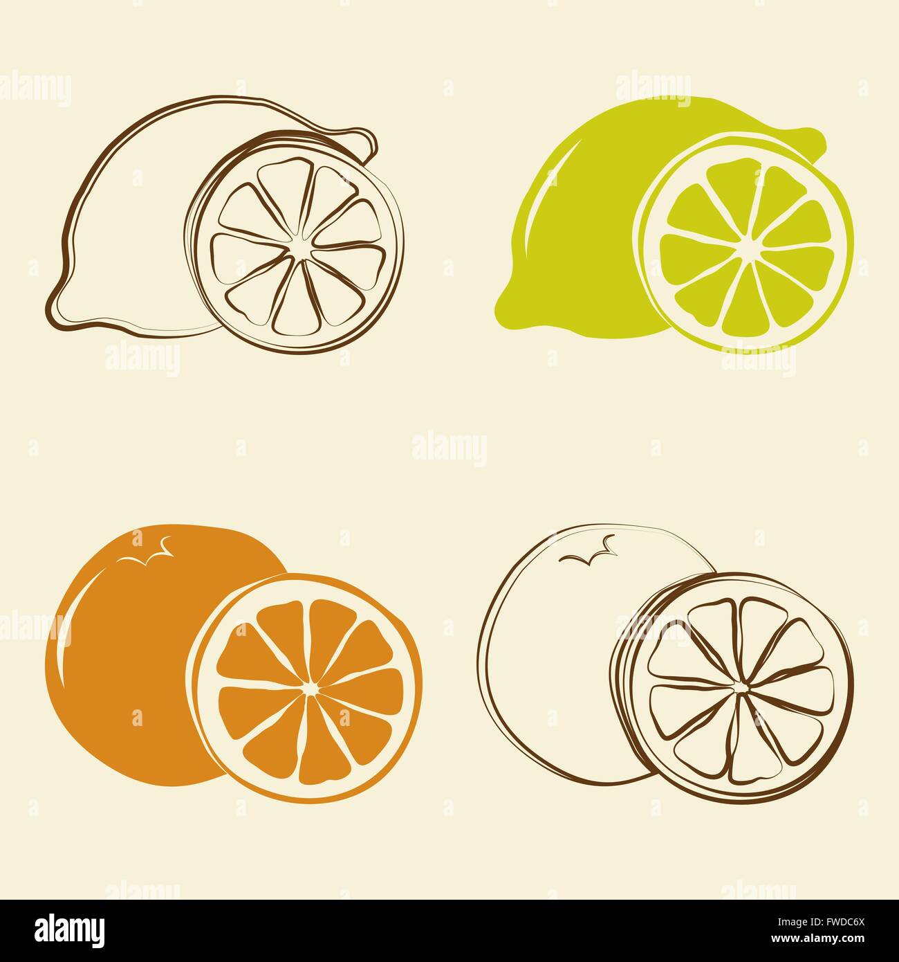 lemon and orange icons - vector illustration Stock Vector Image & Art ...