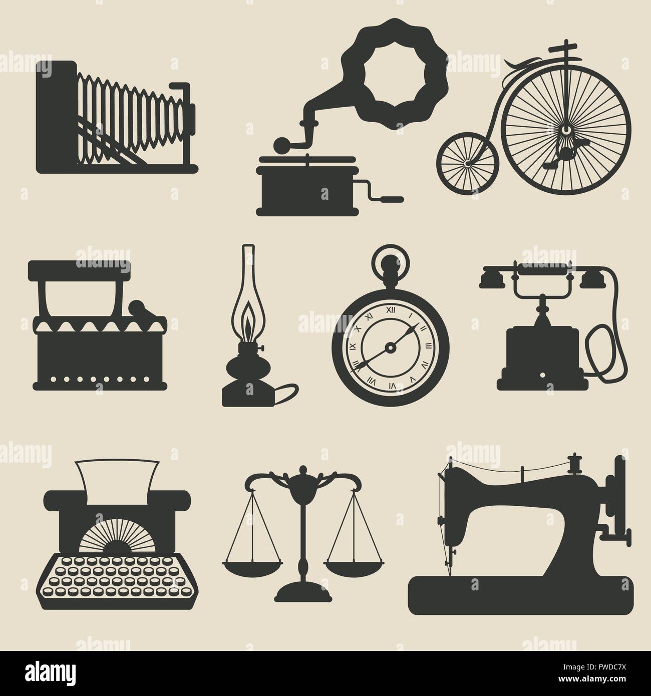 retro icons - vector illustration Stock Vector Image & Art - Alamy