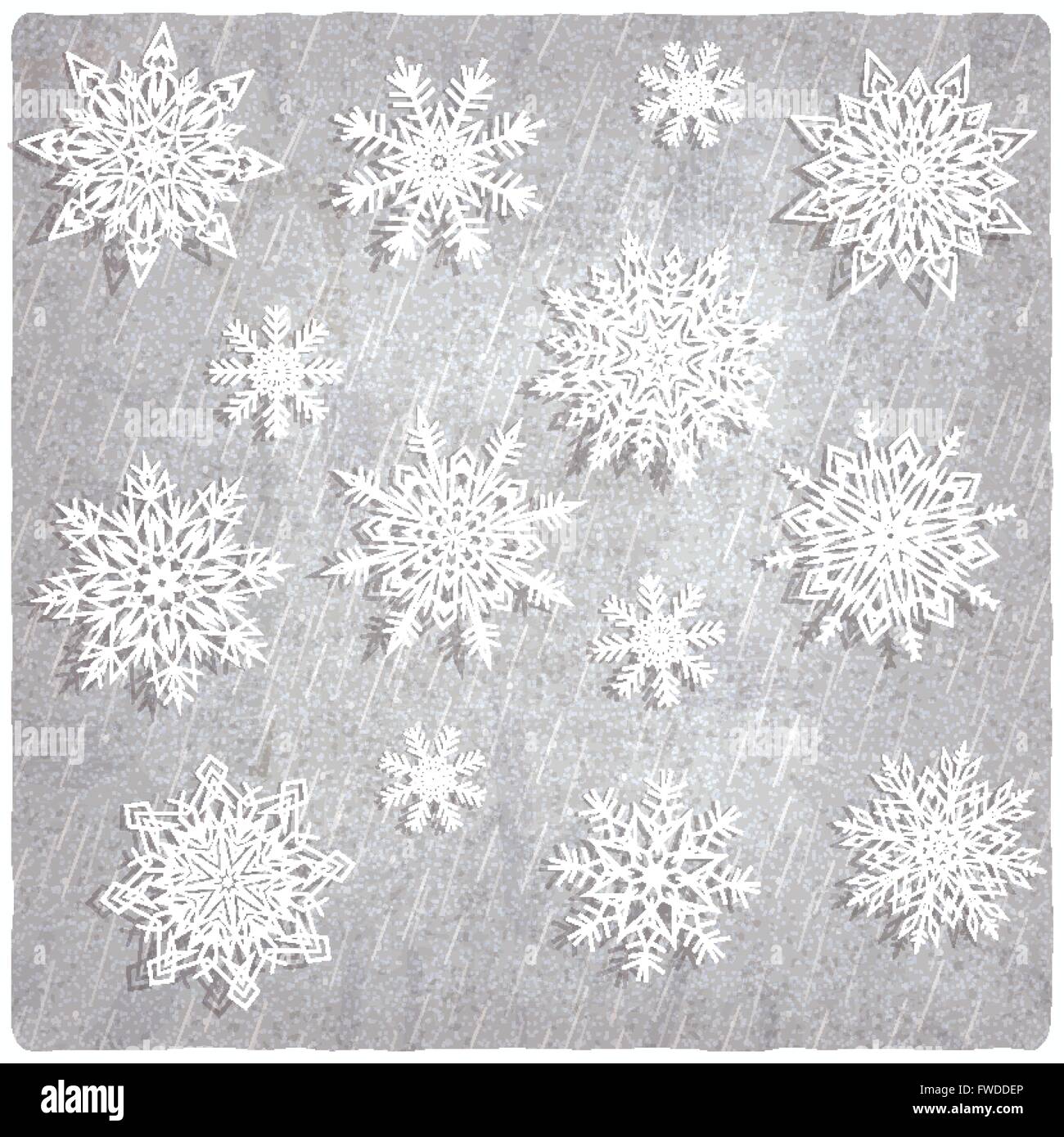 Vintage background with snowflake set - vector illustration Stock