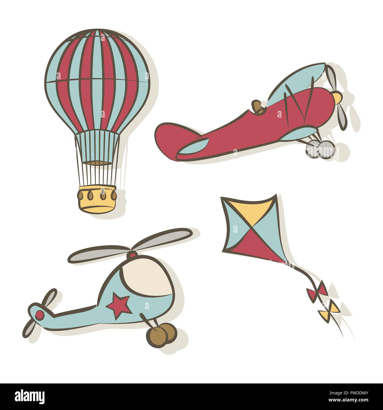 Set of flying icons - vector illustration Stock Vector