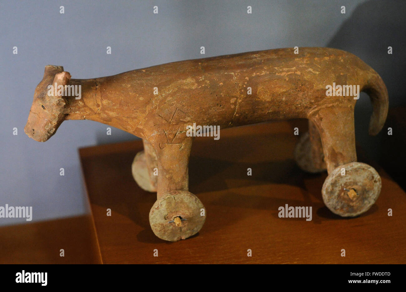 Bosporan Kingdom. Statuette: Bull. Clay. From Pantikapaion (Kerch, Crimea, Black Sea). 1st-2nd century AD. The State Hermitage Museum. Saint Petersburg. Russia. Stock Photo