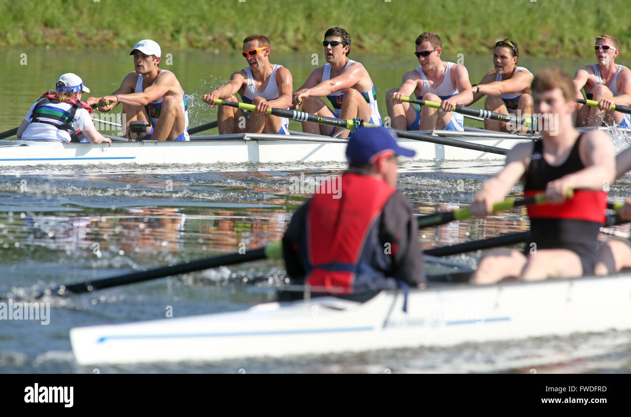 Queen's University Rowing team race against University College Cork in