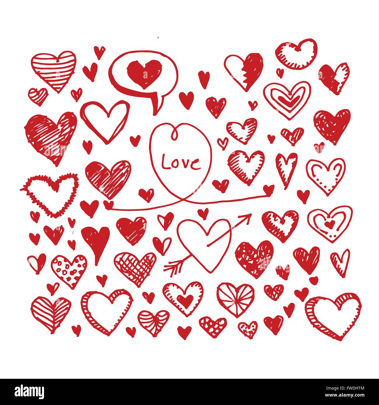 Hearts icon set. Hand drawn Illustration Stock Vector Image & Art - Alamy
