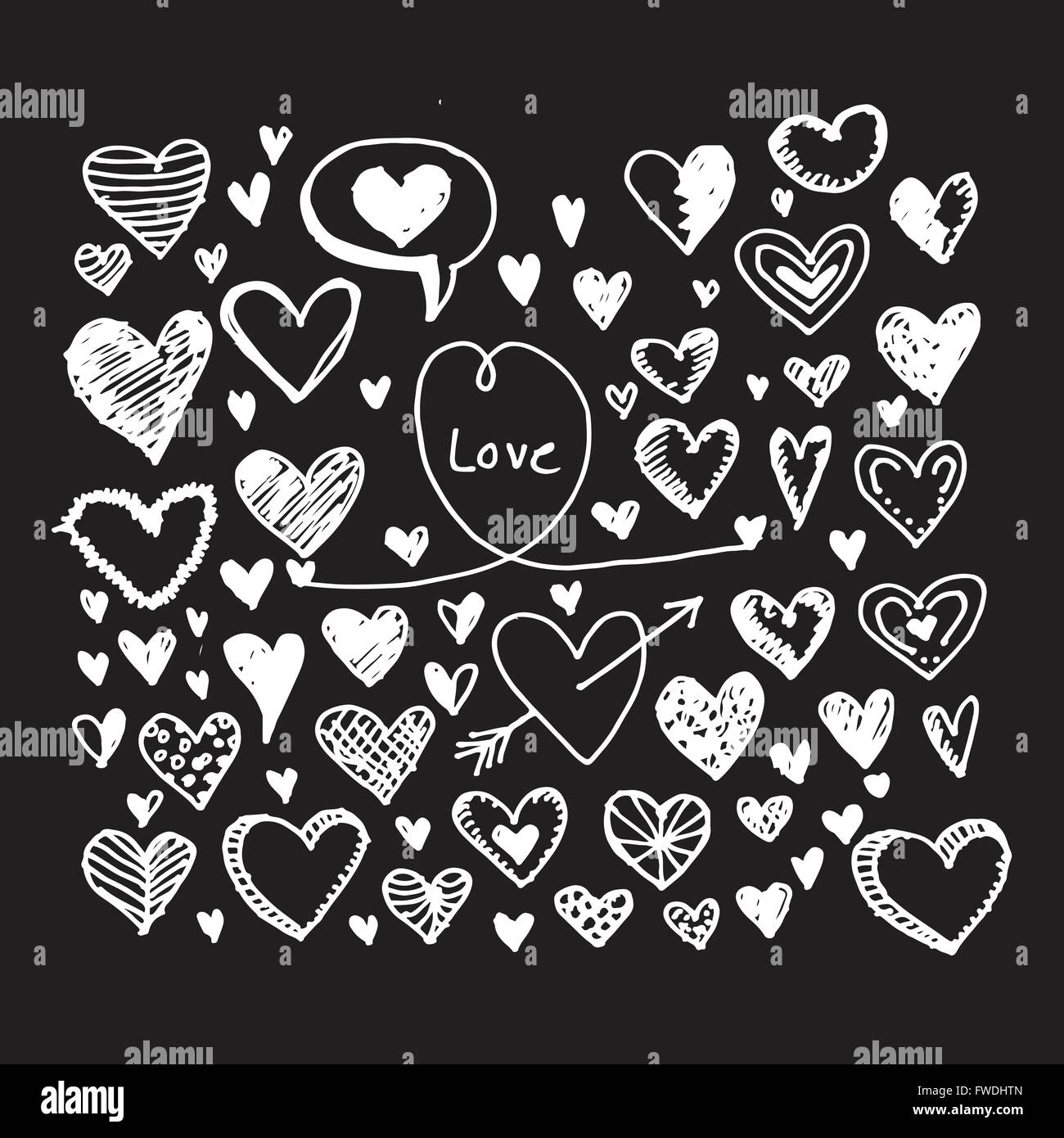 Hearts icon set. Hand drawn Illustration Stock Vector Image & Art - Alamy