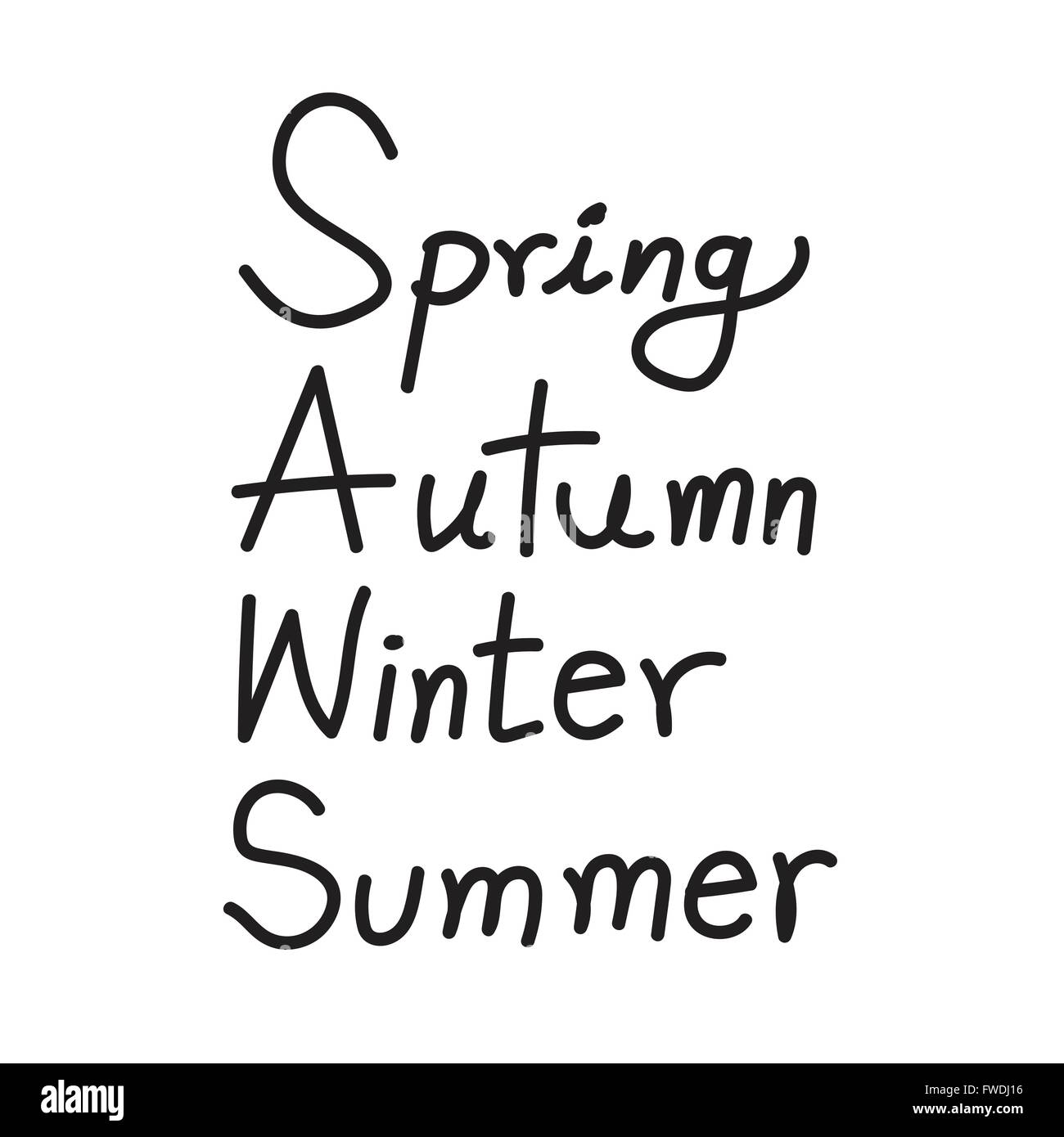 Spring, Autumn, Winter, Summer text words Illustration Stock Vector ...