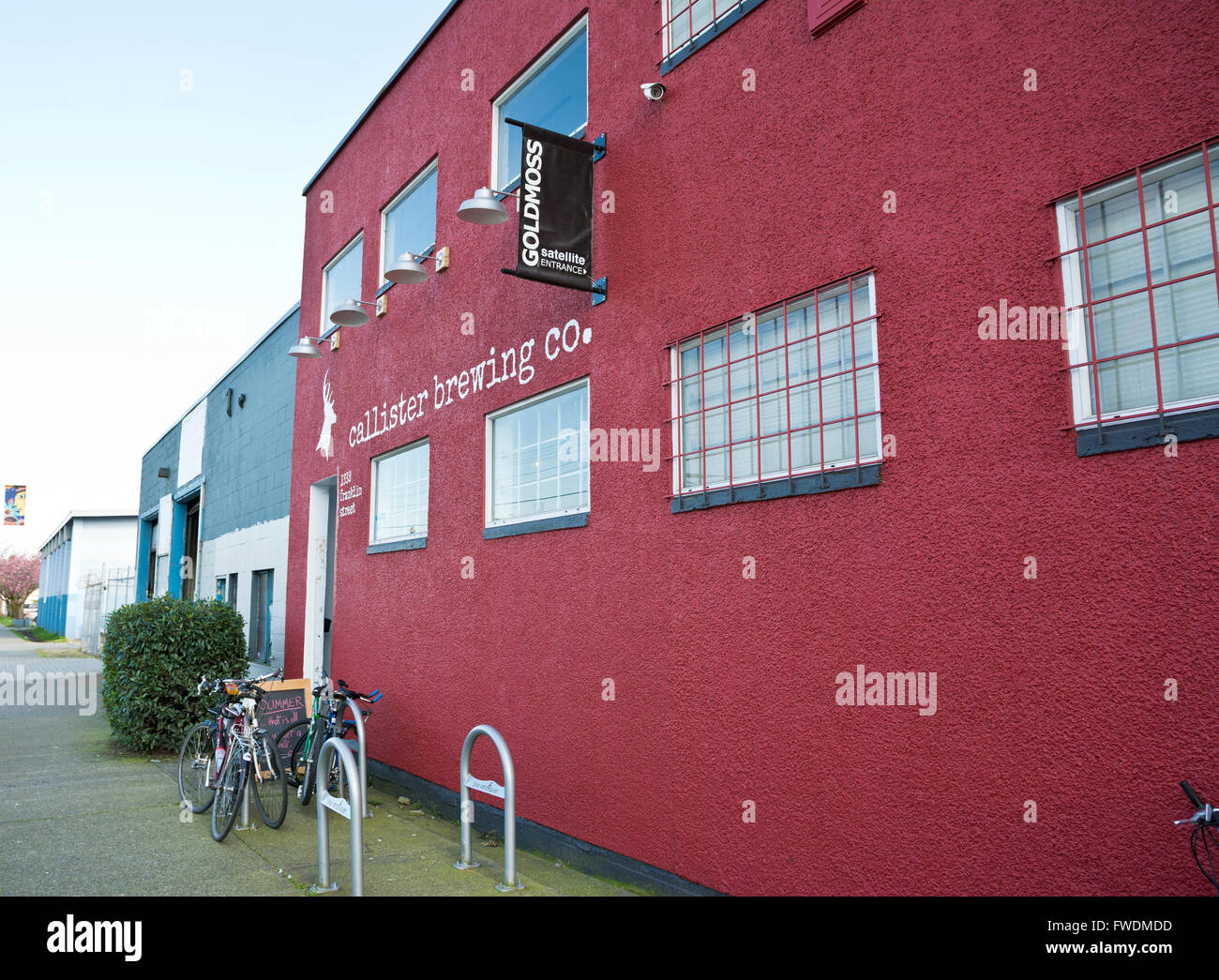 Callister Brewing Company building on Franklin Street in East Vancouver, BC, Canada. Local craft brewery. Stock Photo