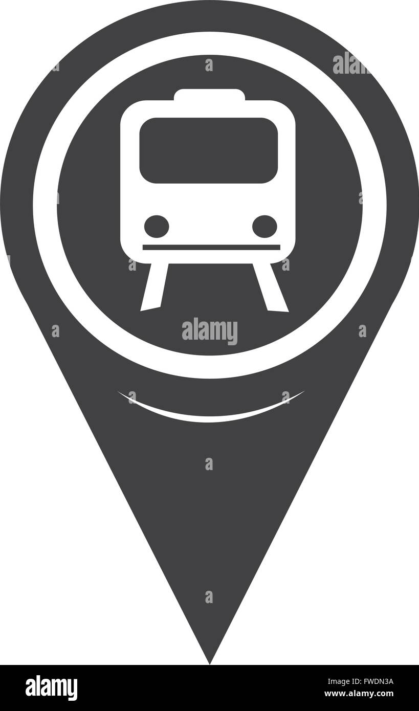Map Pointer Train Icon Stock Vector