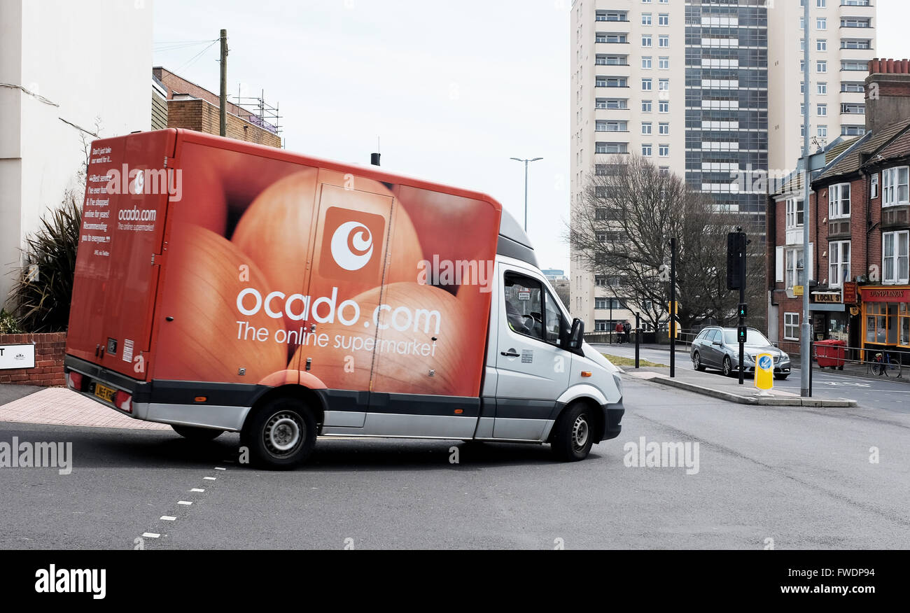 Ocado online supermarket shopping delivery van in Brighton