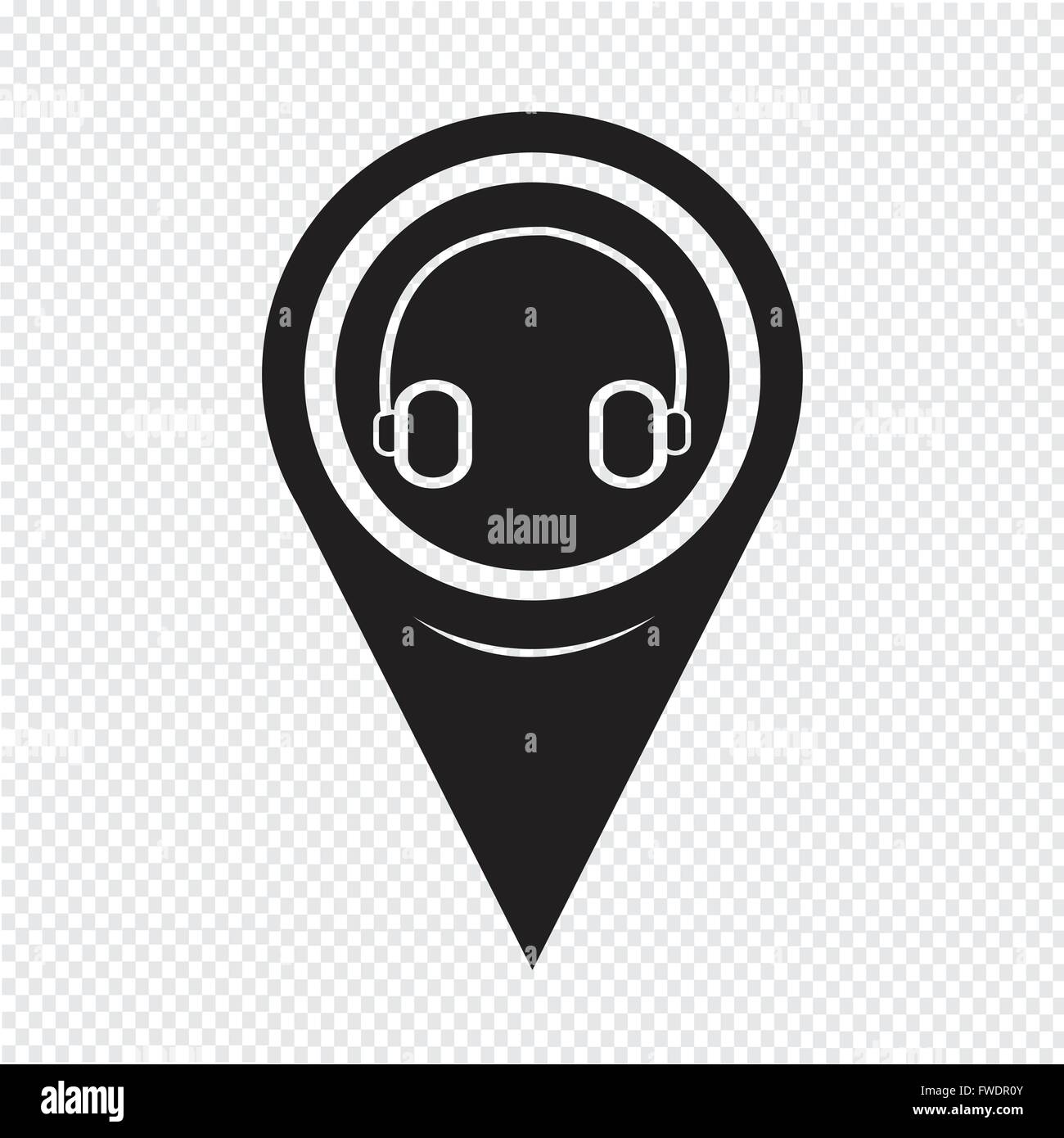 Map Pointer Headphone Icon Stock Vector Image & Art - Alamy