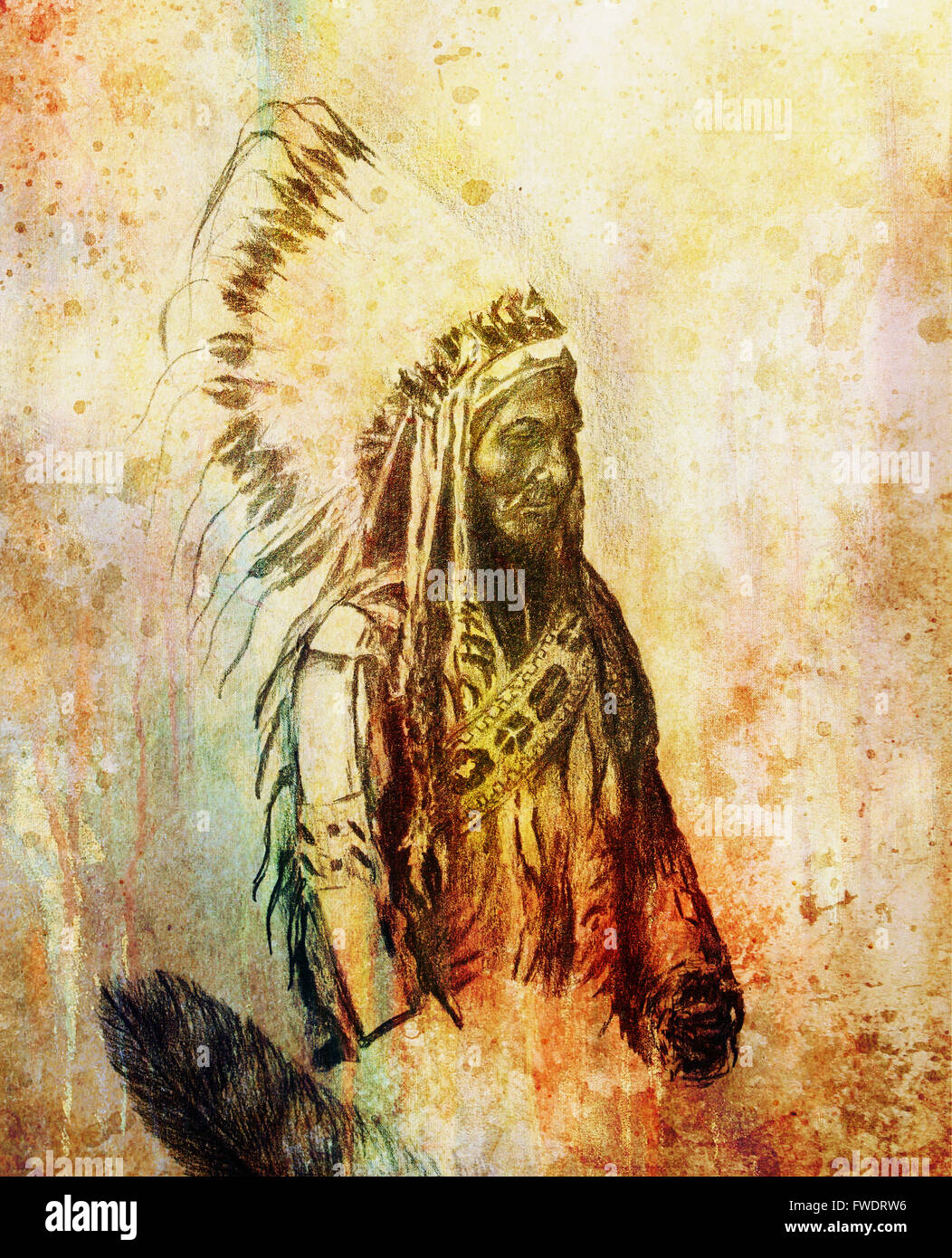 drawing of native american indian foreman Sitting Bull - Totanka ...