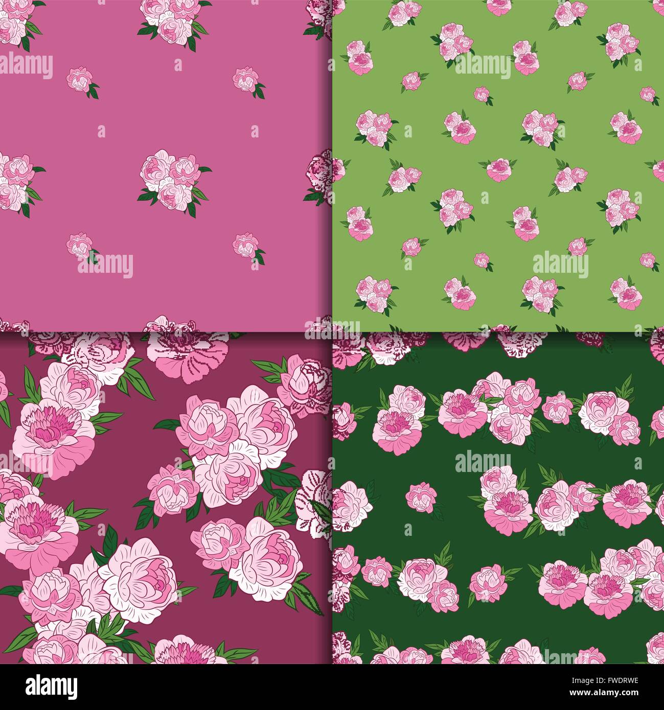 Seamless pattern set with pink peonies Stock Vector Image & Art - Alamy