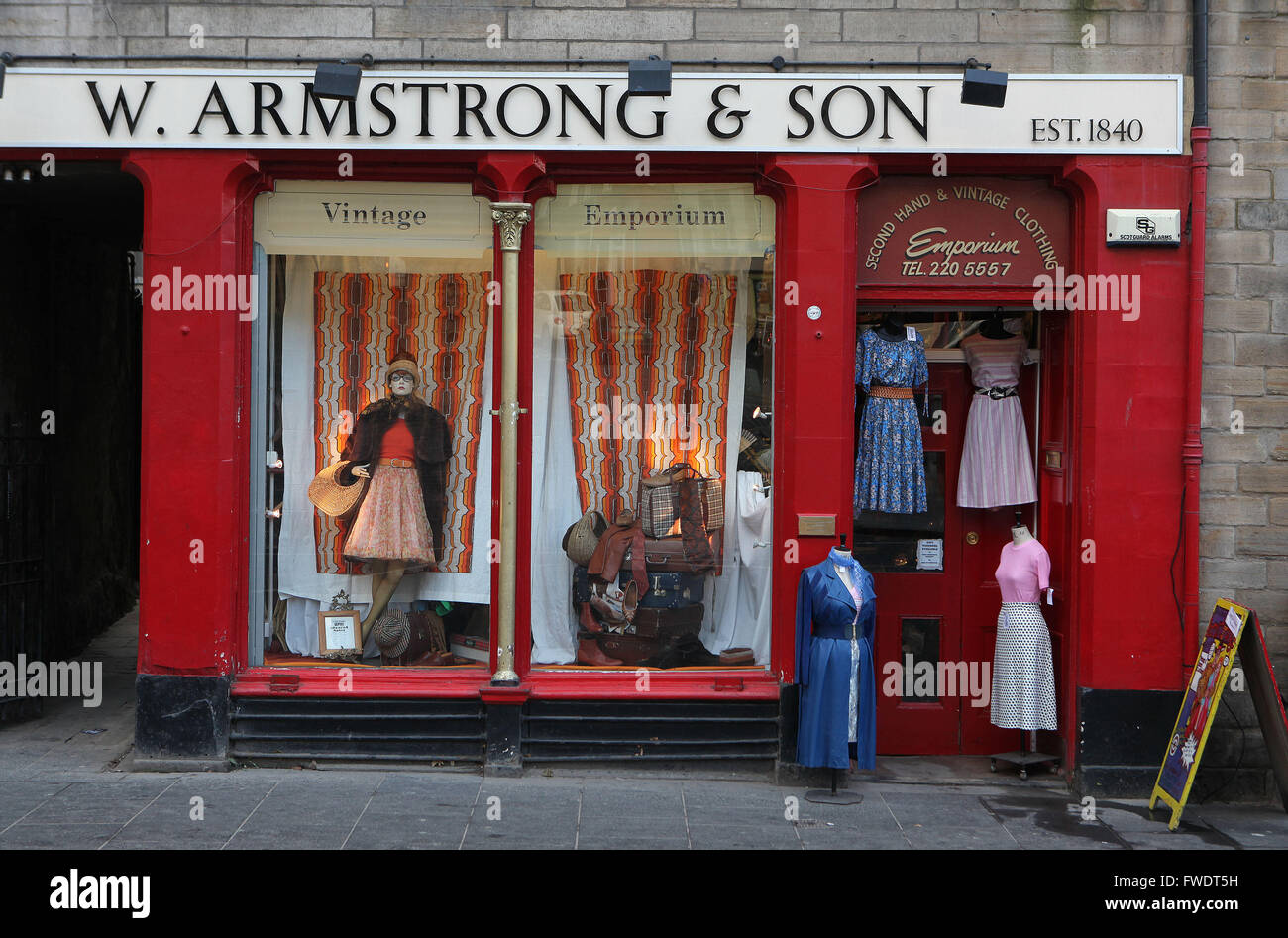 Edinburgh,Scotland: W.Armstrong & Son vintage shop at Grassmarket,Edinborough Stock Photo