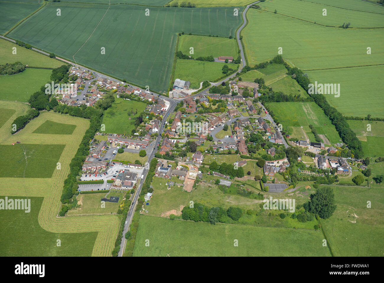An aerial view of the North Warwickshire village of Shuttington Stock Photo