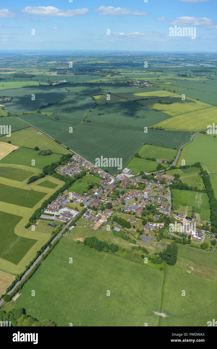 An aerial view of the North Warwickshire village of Shuttington Stock Photo