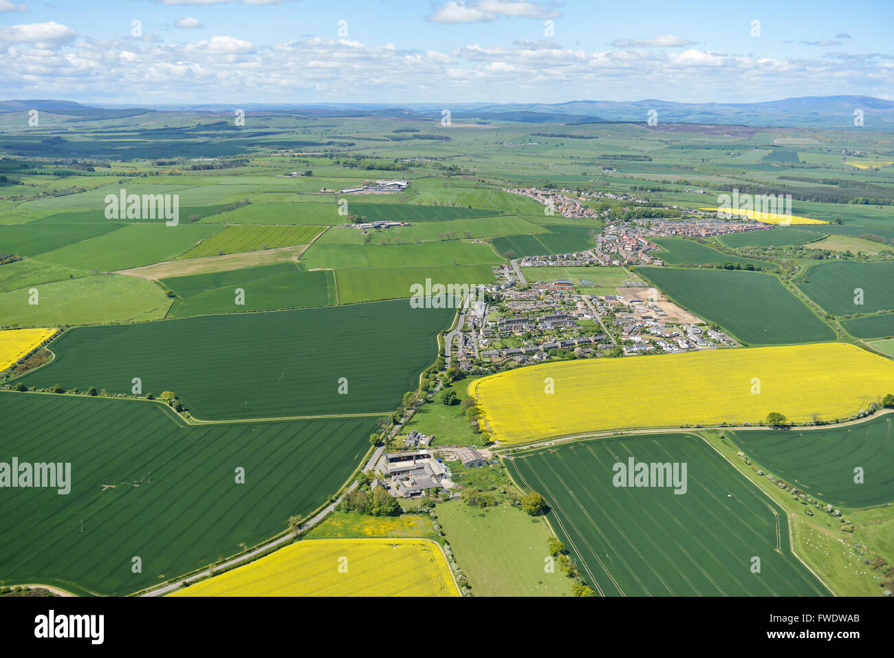 An aerial view of the village of Shilbottle and surrounding