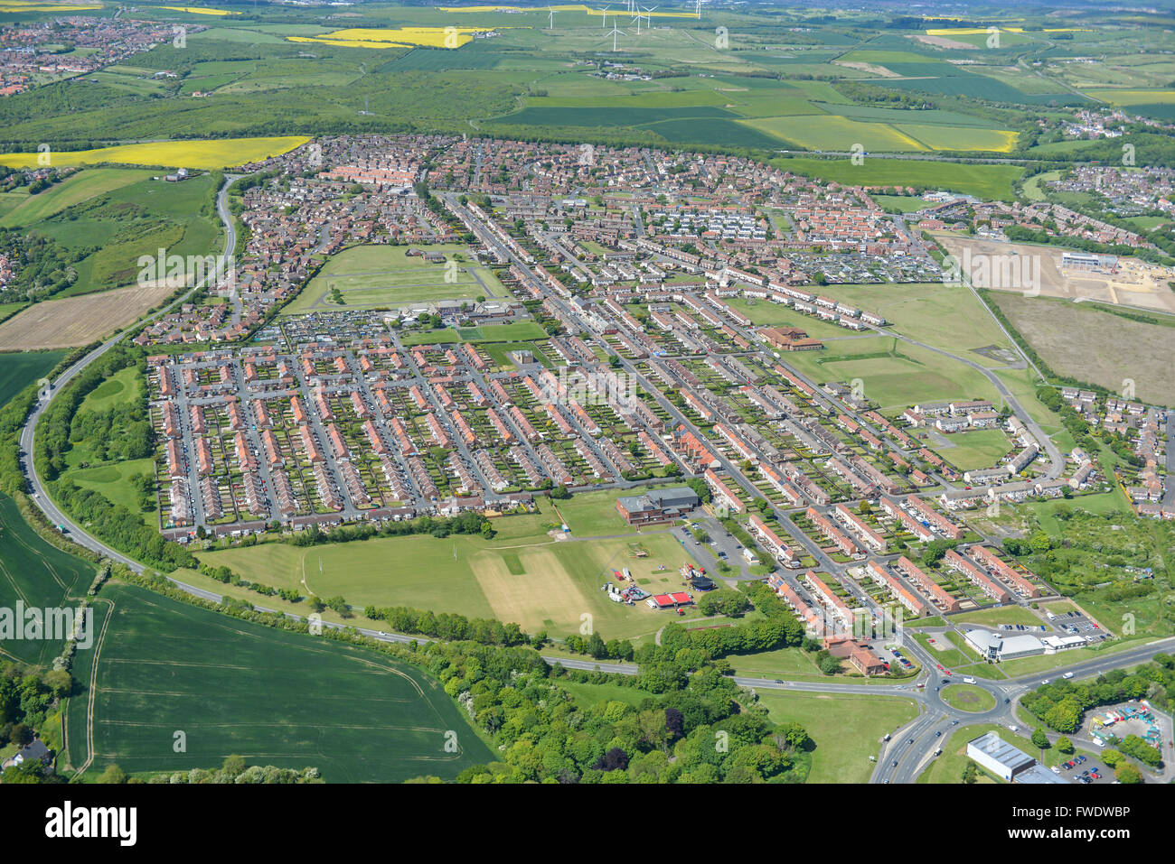 An aerial view of the district of Deneside, Seaham, County Durham Stock