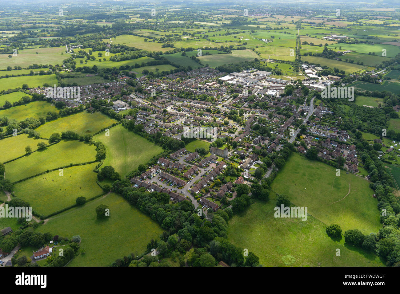 An aerial view of the West Sussex village of Partridge Green Stock